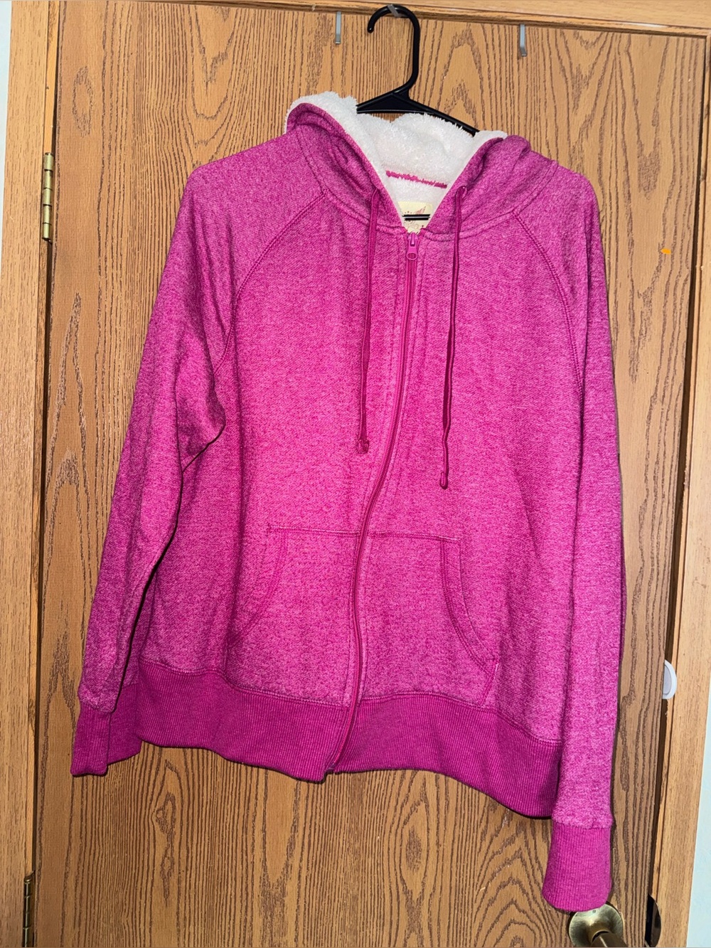 Faded Glory Hot Pink Sherpa-Lined Full-Zip Hoodie